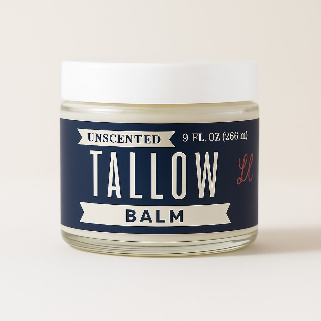 Unscented Tallow Skincare 9oz Trio - Whipped Moisturizer, Body Butter & Balm | Lady May Tallow - Lady May Tallow