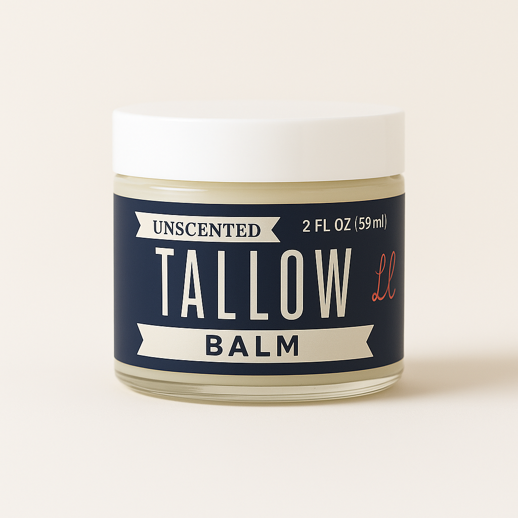 Unscented Tallow Balm | Natural Beef Tallow Vitamin E, Jojoba Moisturizer for Face & Body |Clean, Preservative-Free Skincare by Lady May