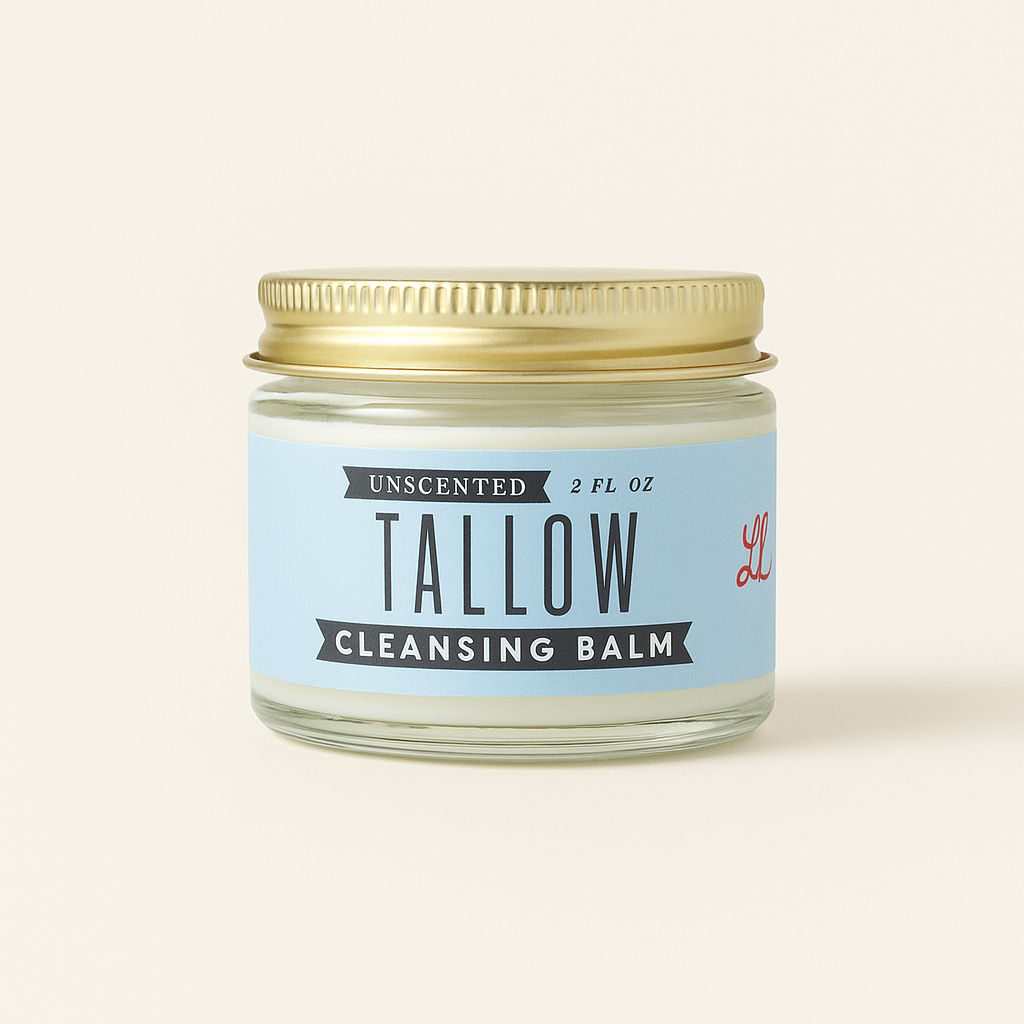 Unscented Tallow Cleansing Balm | Natural Makeup Remover & Deep Moisturizing Cleanser | Grass-Fed Beef Tallow with Castor Oil