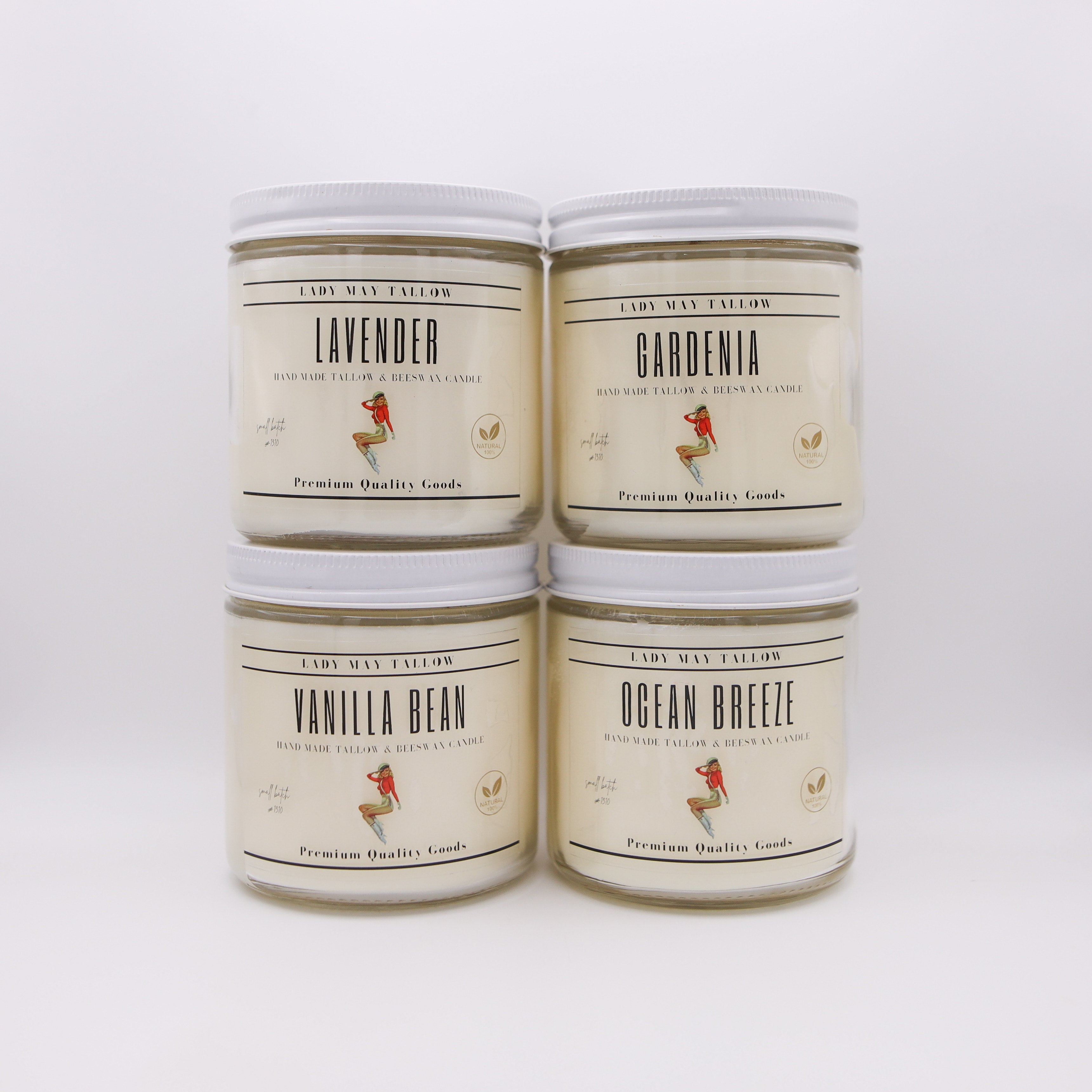 Tallow & Beeswax Candle Variety Pack - Set of 12 (4 Scents)