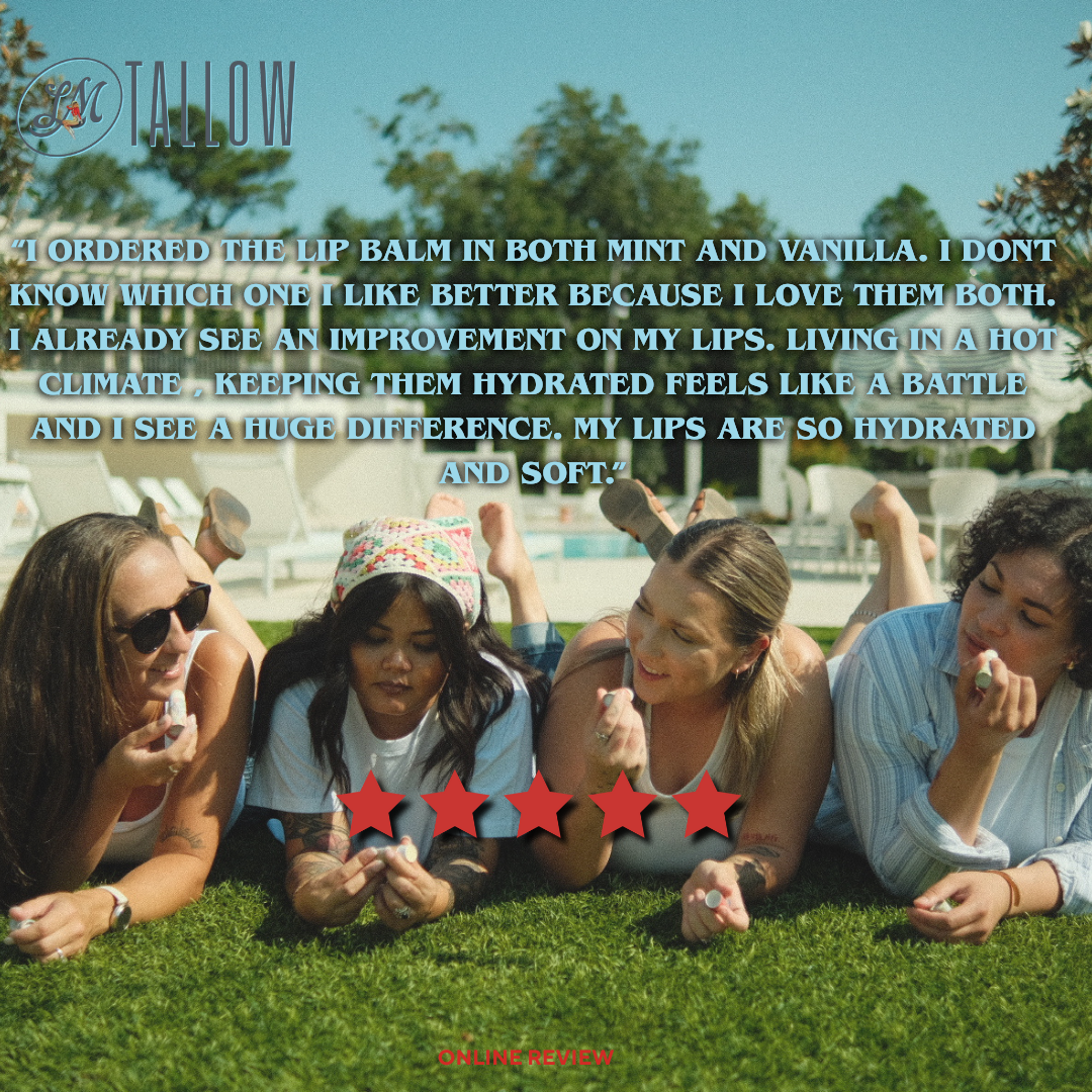 Lip Balm Stocking Stuffer – 5 Natural Flavors | Handcrafted with Beeswax & Jojoba Oil - Lady May Tallow