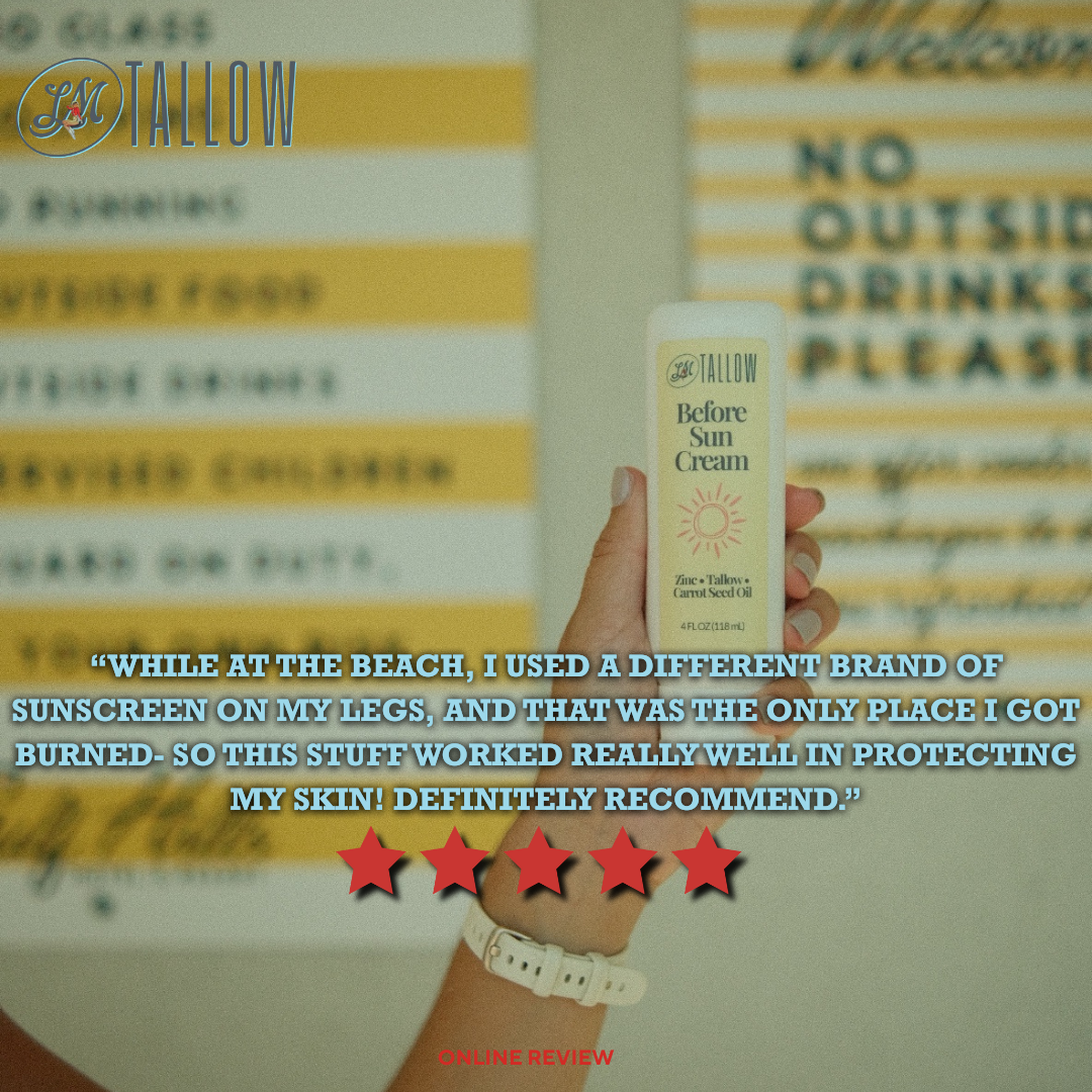 Tallow Before Sun Cream - Natural Sun Prep with Non-Nano Zinc Oxide & Carrot Seed Oil