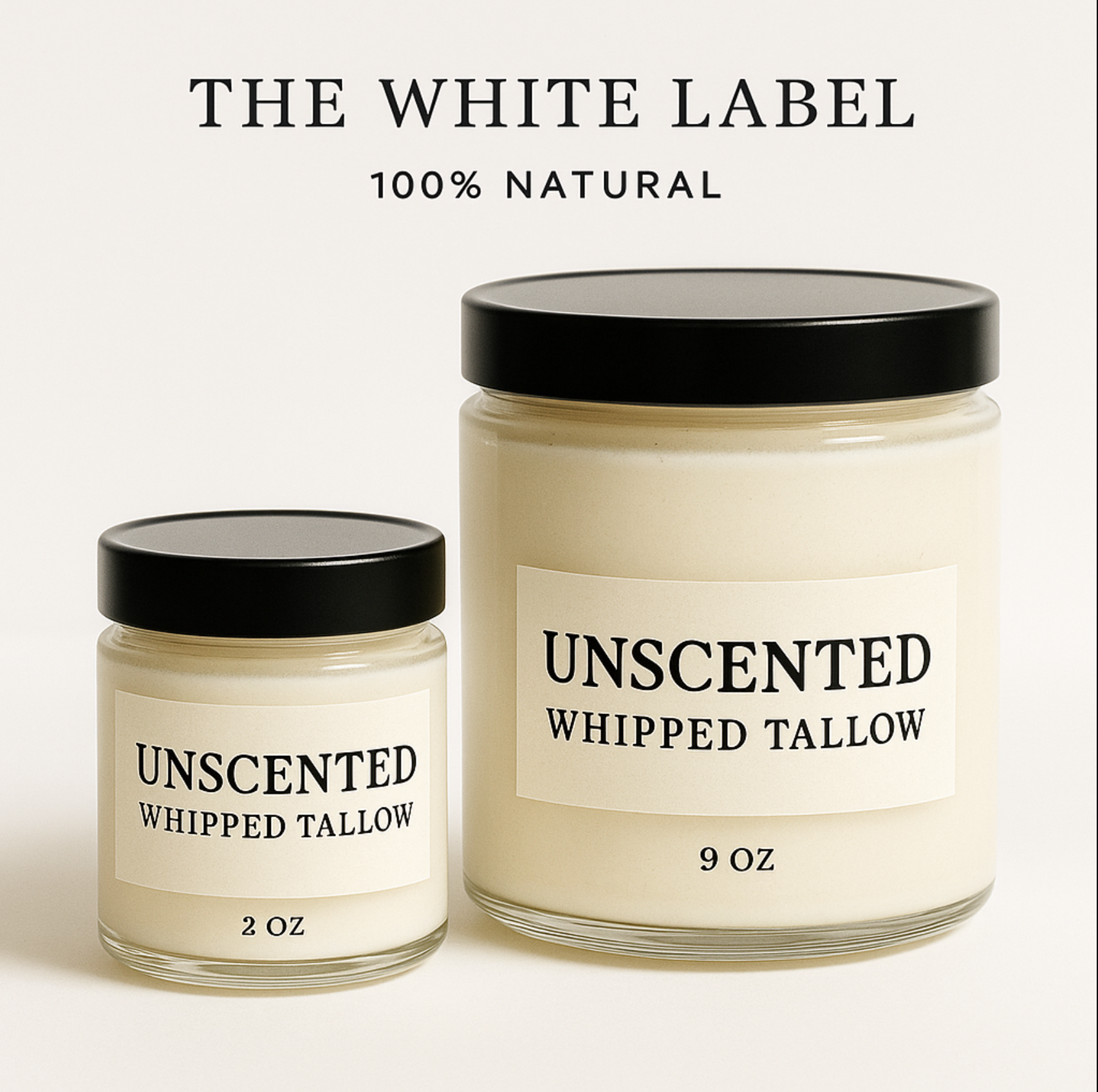 The White Label, Original Unscented Whipped Tallow, All-Natural Customizable Skincare | Private Label by May’s Naturals
