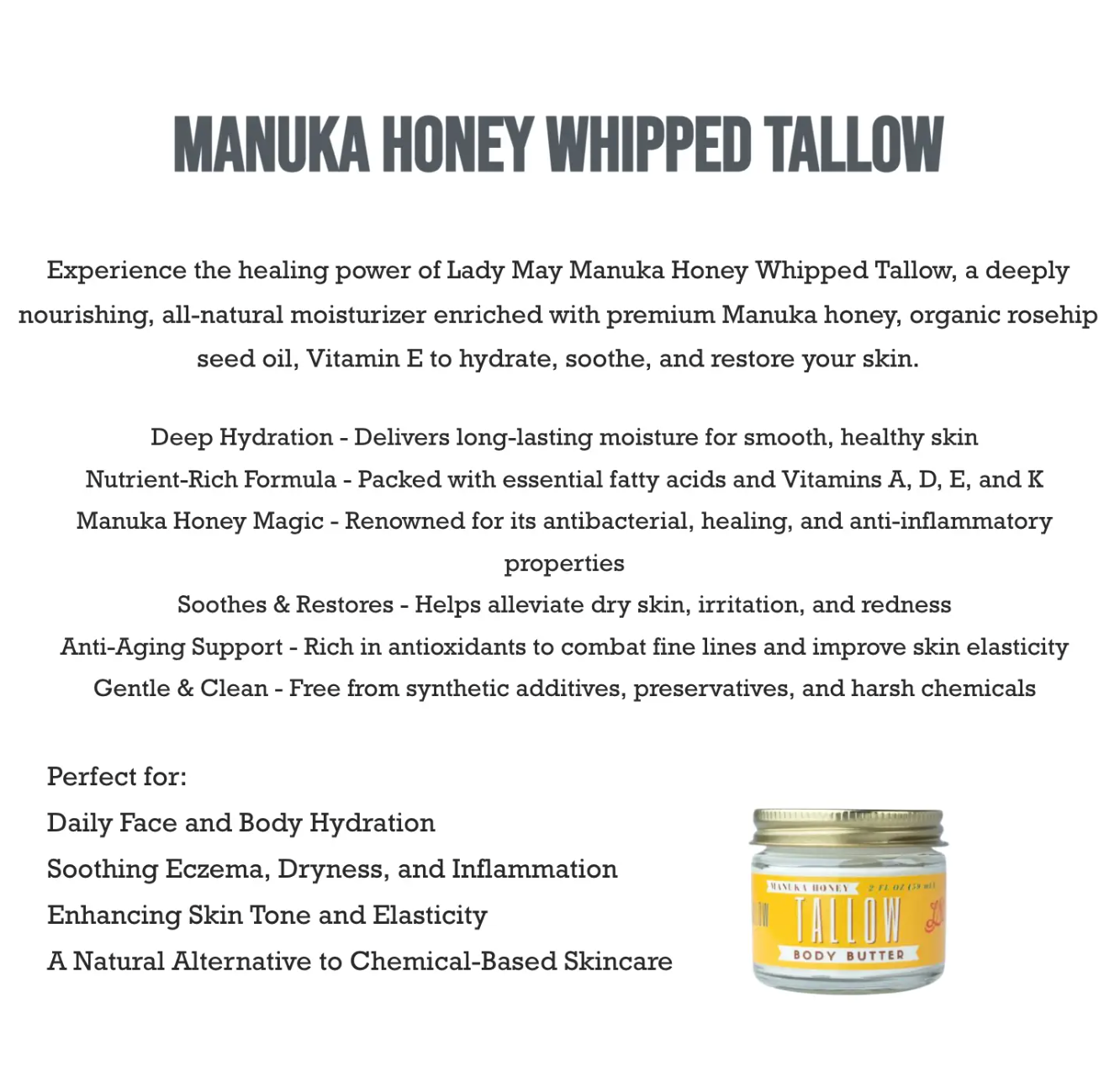 CASE - Manuka Honey & Rosehip TALLOW Body Butter