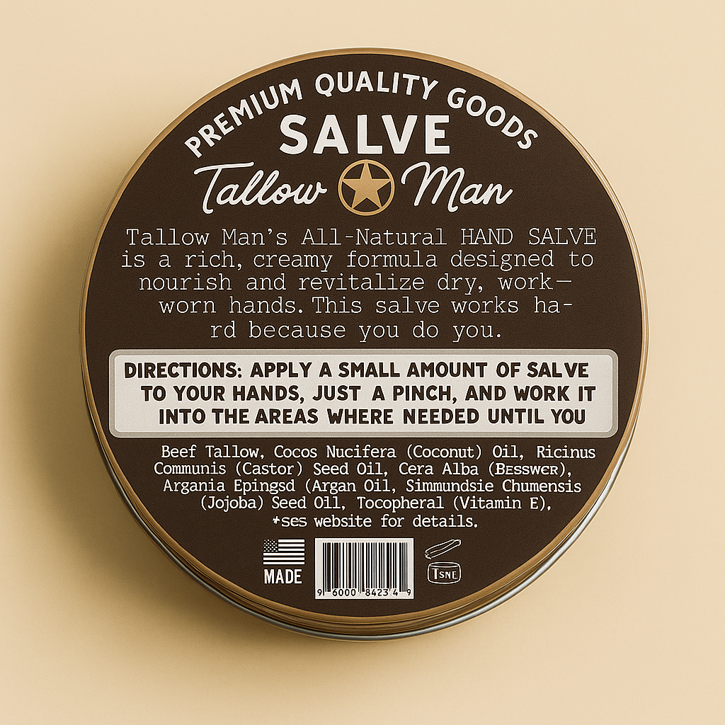 Tallow Man Hand Salve – Heavy-Duty Hand Repair for Working Men | Grass-Fed Tallow 5oz