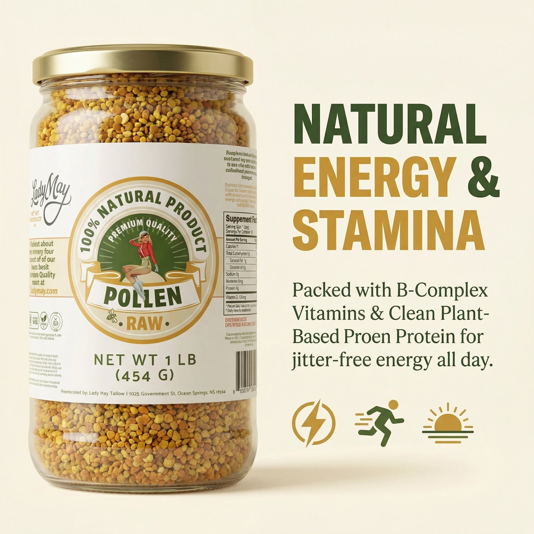 Honeymakers Raw Bee Pollen Granules by The Lady May – 100% Pure, Unheated Natural Superfood for Energy, Immune Support & Digestion – Non-GMO, Gluten-Free, Rich in Protein & Antioxidants (24 oz)