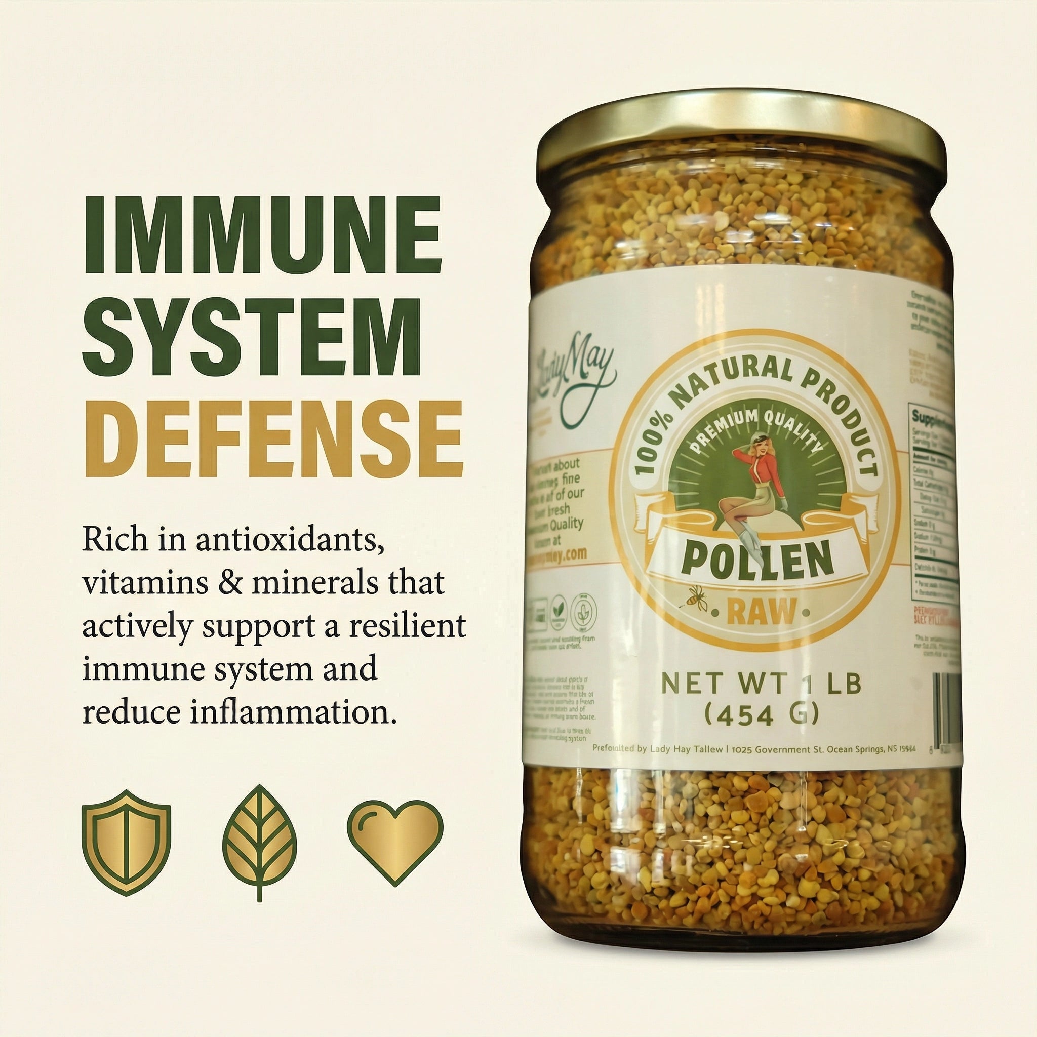 Honeymakers Raw Bee Pollen Granules by The Lady May – 100% Pure, Unheated Natural Superfood for Energy, Immune Support & Digestion – Non-GMO, Gluten-Free, Rich in Protein & Antioxidants (24 oz)