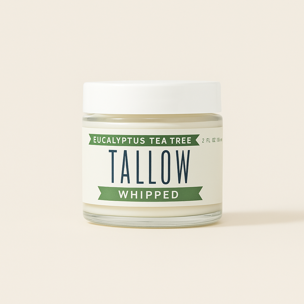 Eucalyptus Tea Tree Whipped Tallow – 120,000+ Sold | Grass-Fed Beef Tallow Skincare | Lady May Tallow jar, eucalyptus tea tree tallow moisturizer