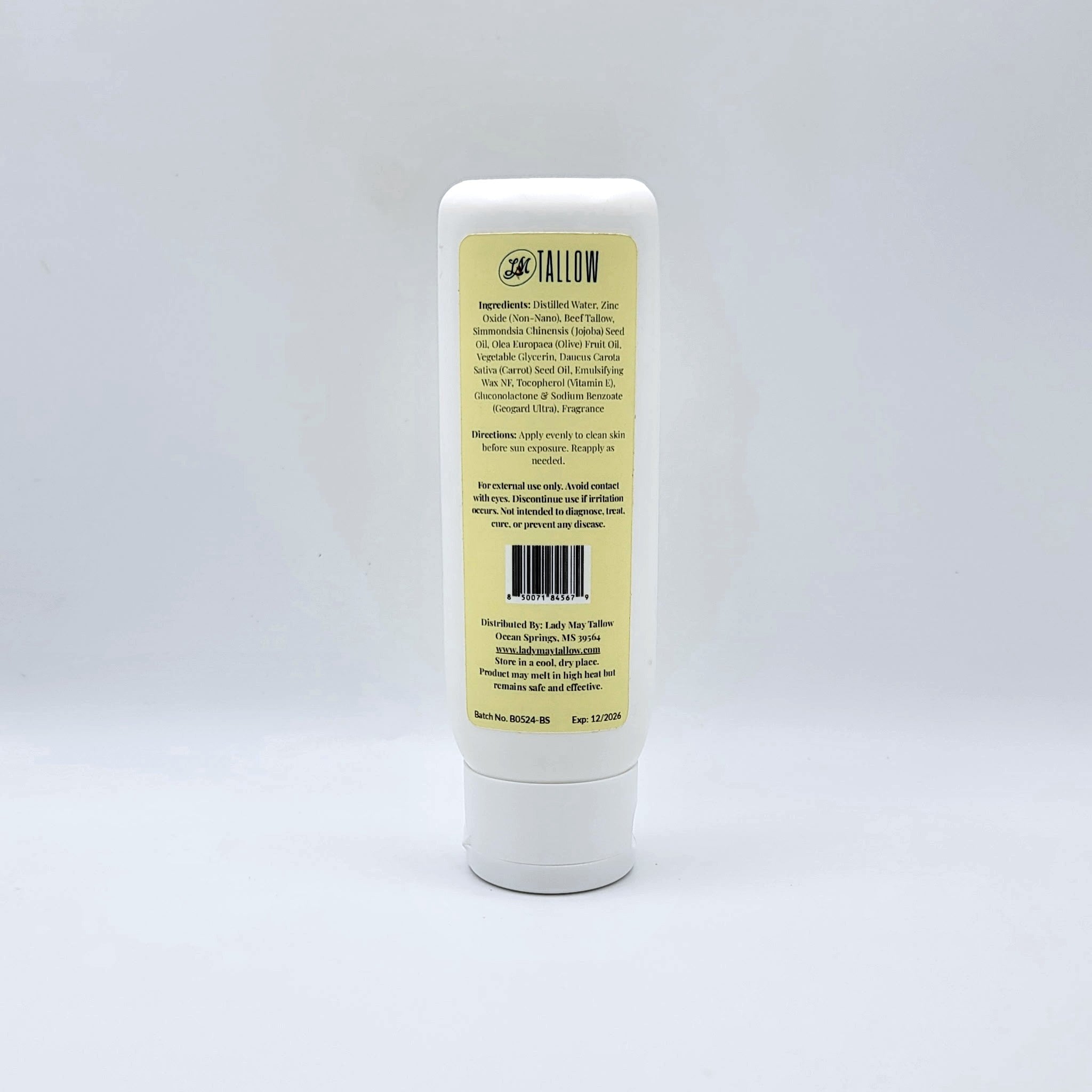 Tallow Before Sun Cream - Natural Sun Prep with Non-Nano Zinc Oxide & Carrot Seed Oil