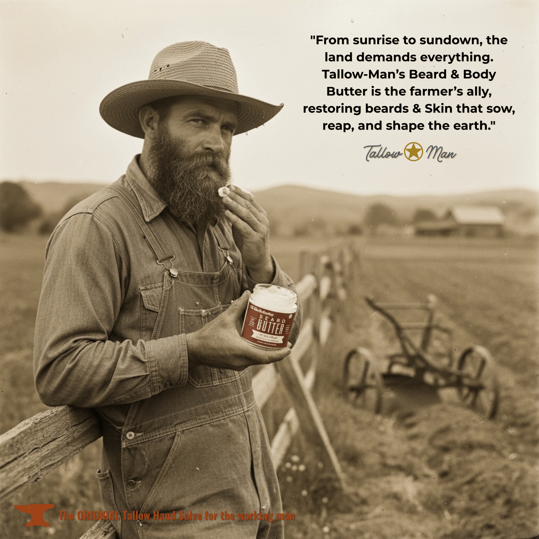 Tallow Man Deluxe Gift Set – Beard Butter Trio, Hand Salve & Leather Conditioner | Premium Men&