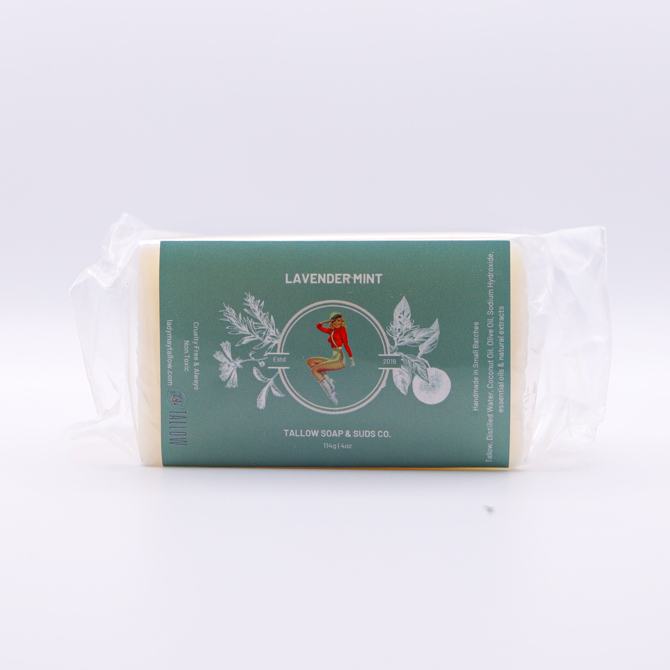 Lady May Lavender Mint Tallow Soap, made the traditional way.