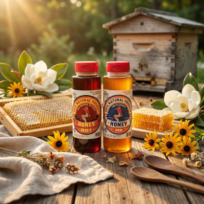 Raw Honey &amp; Hot Honey Duo - Sweet Heat 2-Pack Gift Set | Small Batch Farm Grown | Lady May