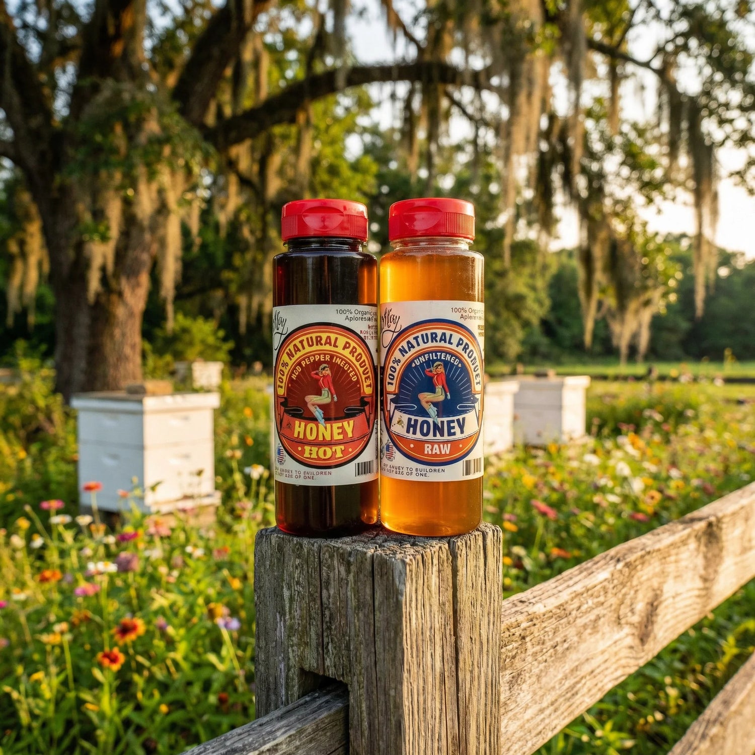 Raw Honey &amp; Hot Honey Duo - Sweet Heat 2-Pack Gift Set | Small Batch Farm Grown | Lady May