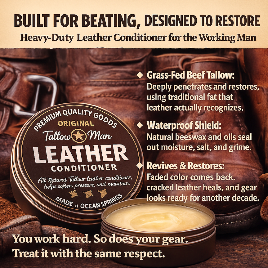 Tallow Man Leather Conditioner – Grass-Fed Beef Tallow for Boots, Bags &amp; Gear