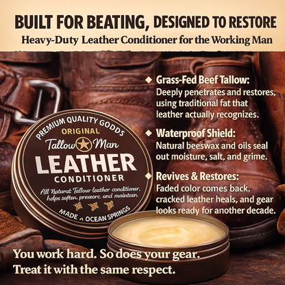 Tallow Man Leather Conditioner – Grass-Fed Beef Tallow for Boots, Bags &amp; Gear