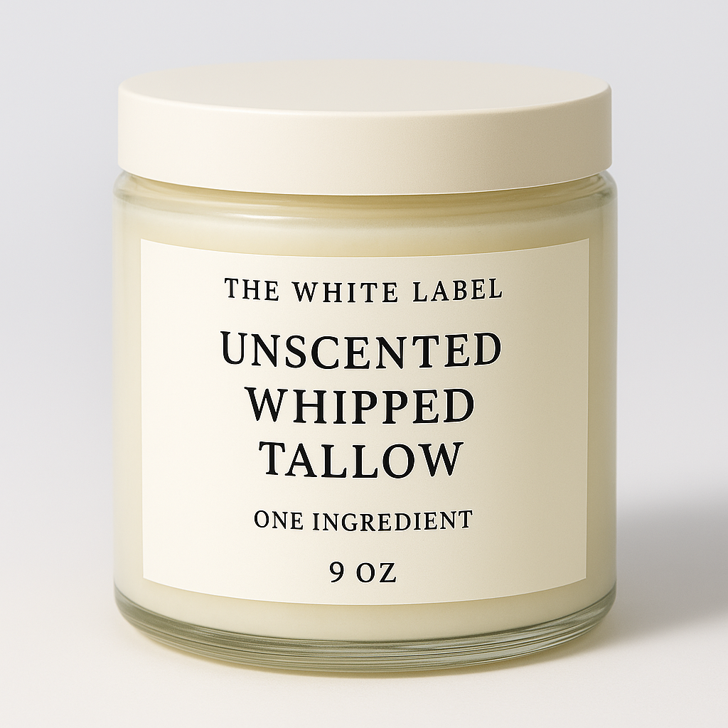 The White Label, Original Unscented Whipped Tallow, All-Natural Customizable Skincare | Private Label by May’s Naturals