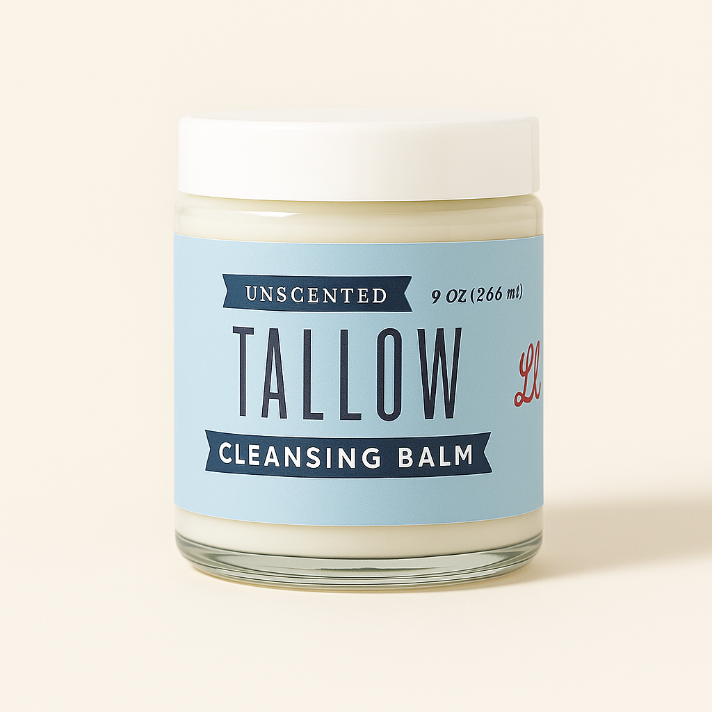 Unscented Tallow Cleansing Balm | Natural Makeup Remover &amp;amp; Moisturizing Cleanser with Castor Oil | Handmade Skincare by Lady May