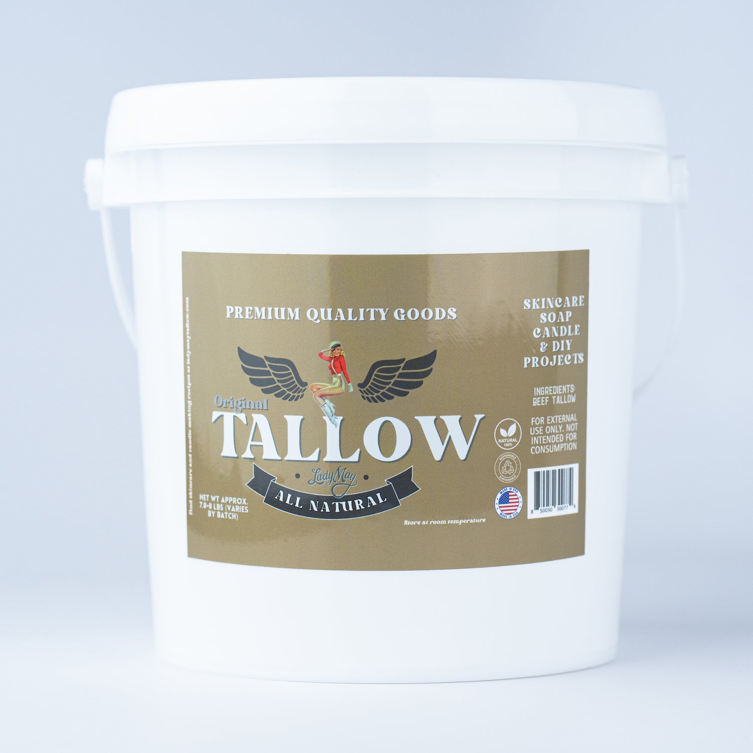 Unscented Bulk Beef Tallow - 8 Pounds - WHOLESALE (Case of 6)