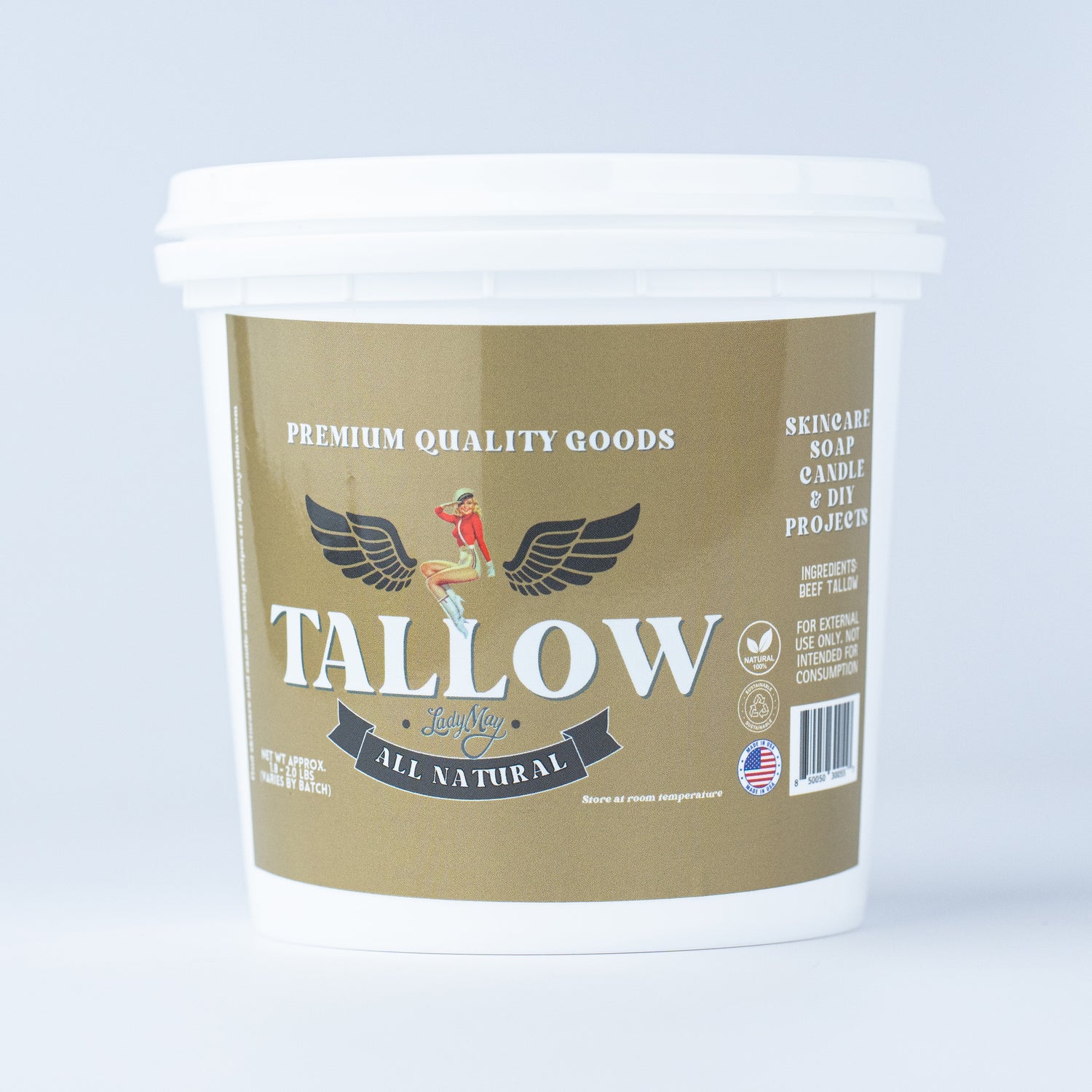 Unscented Beef Tallow - 2 Pounds