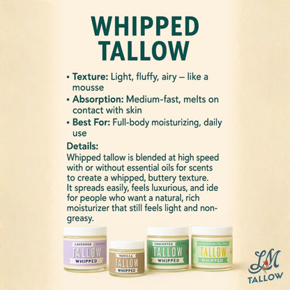 Deluxe Scented Whipped Tallow Trio - 24oz Lavender, Vanilla Bean &amp; Eucalyptus Tea Tree | Grass-Fed Skincare Bundle