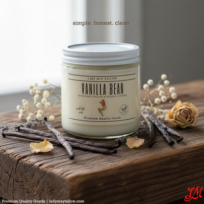 Lady May Tallow "Classic" Tallow &amp; Beeswax Candle 16oz | 7 Natural Scents | Non-Toxic Clean Burning