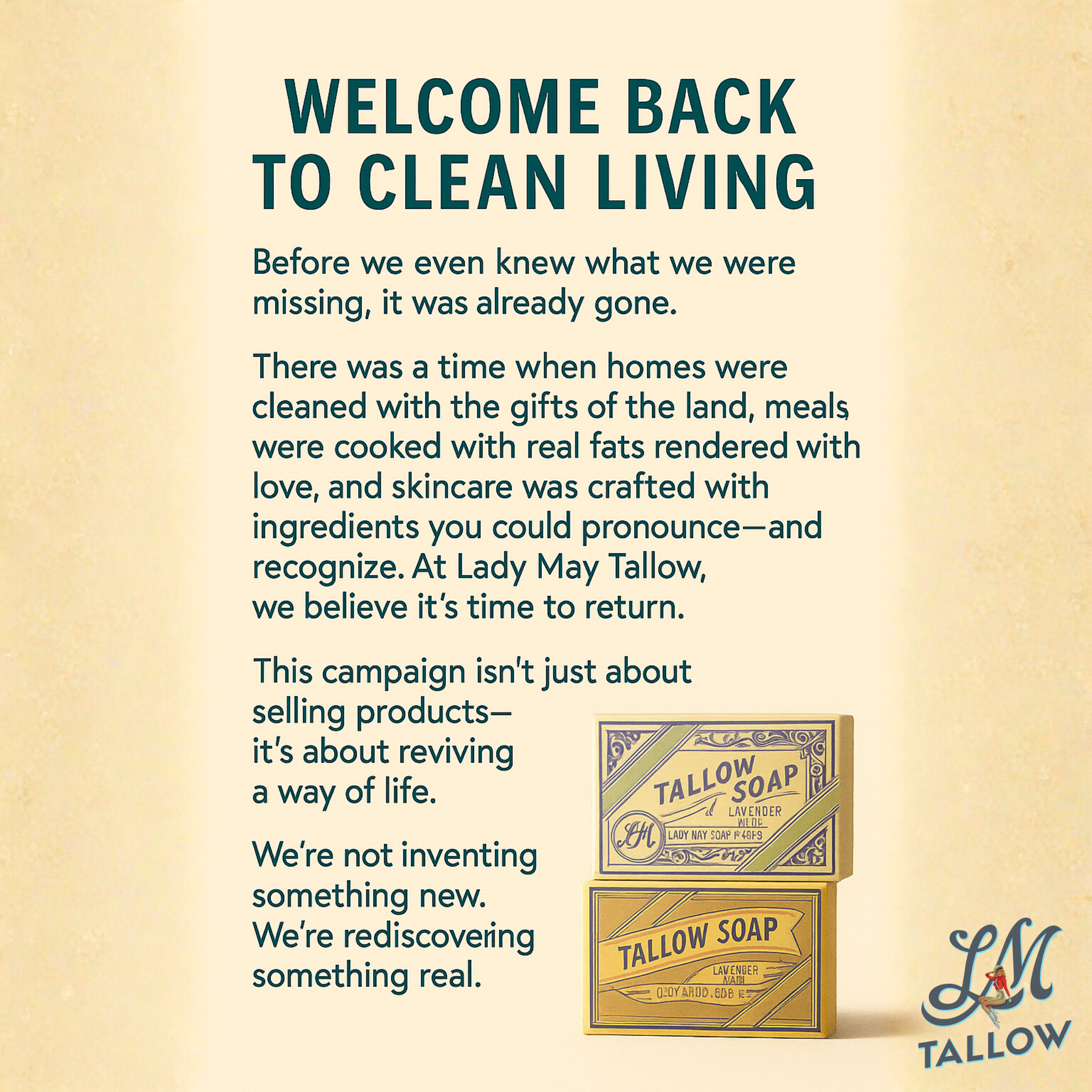 Pure Beef Tallow Soap Bar 3 Pack - Natural Handmade Soap for Face Body &amp; Shaving - Lavender Mint or Unscented - Moisturizing Sensitive Skin Soap - Chemical Free - Lady May Tallow