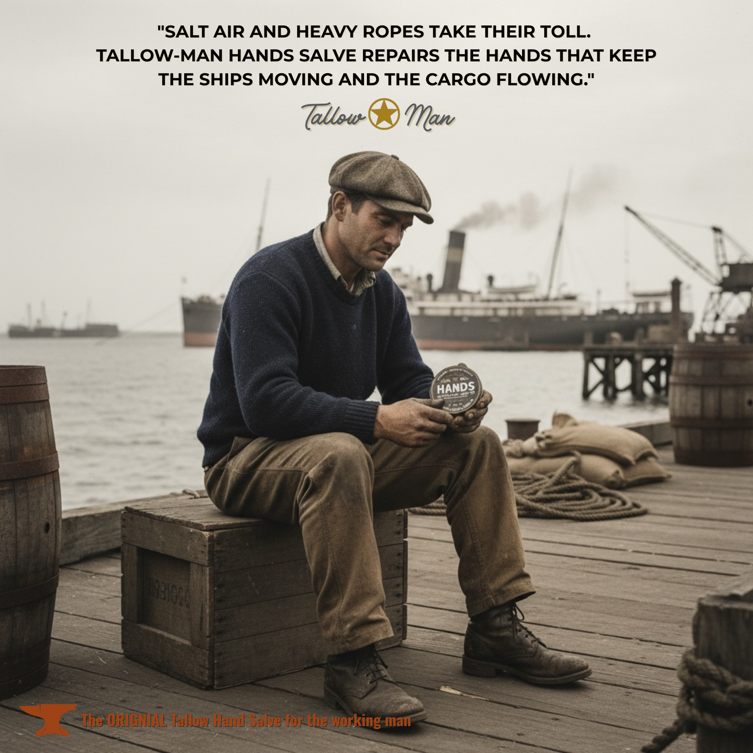 Tallow Man Hand Salve – Heavy-Duty Hand Repair for Working Men | Grass-Fed Tallow 5oz