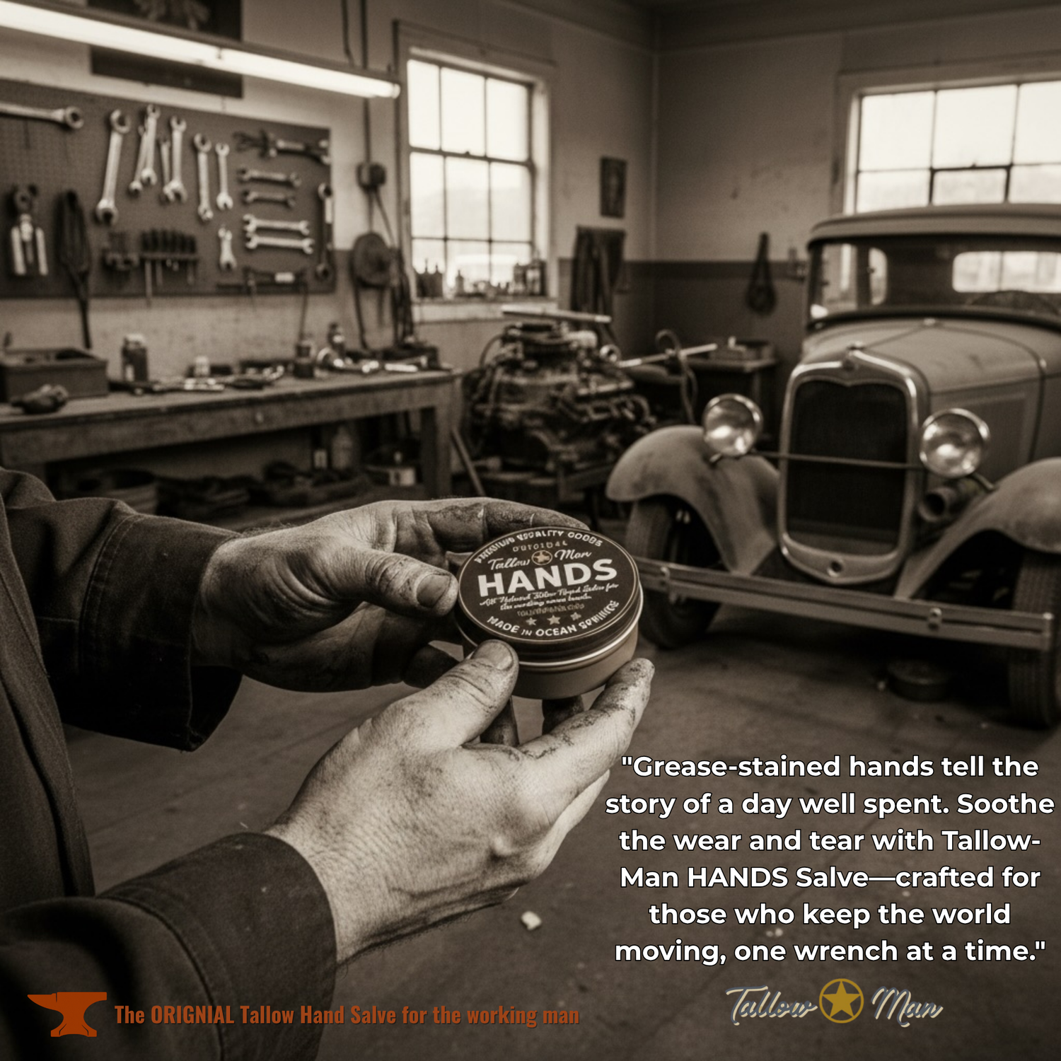 Tallow Man Hand Salve – Heavy-Duty Hand Repair for Working Men | Grass-Fed Tallow 5oz