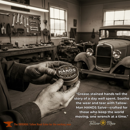 Tallow Man Hand Salve – Heavy-Duty Hand Repair for Working Men | Grass-Fed Tallow 5oz