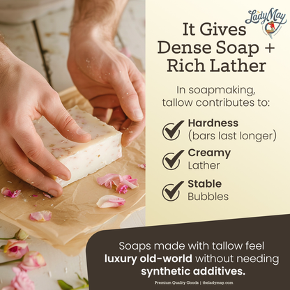 Bulk Grass-Fed Beef Tallow for Soap, Skincare &amp; Candles | 2,8,16 lbs | Maker-Proven Quality