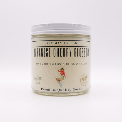 Japanese Cherry Blossom Tallow &amp; Beeswax Candle | All-Natural, Non-Toxic, Clean-Burning