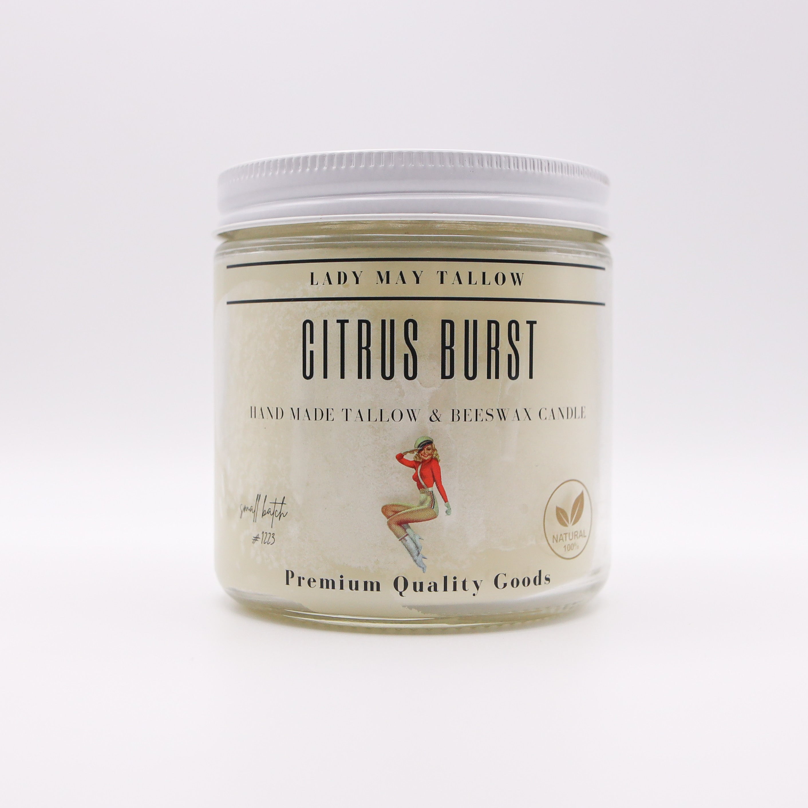 Citrus Burst Tallow &amp; Beeswax Candle | All-Natural, Non-Toxic, Clean-Burning