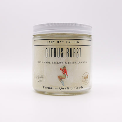 Citrus Burst Tallow &amp; Beeswax Candle | All-Natural, Non-Toxic, Clean-Burning
