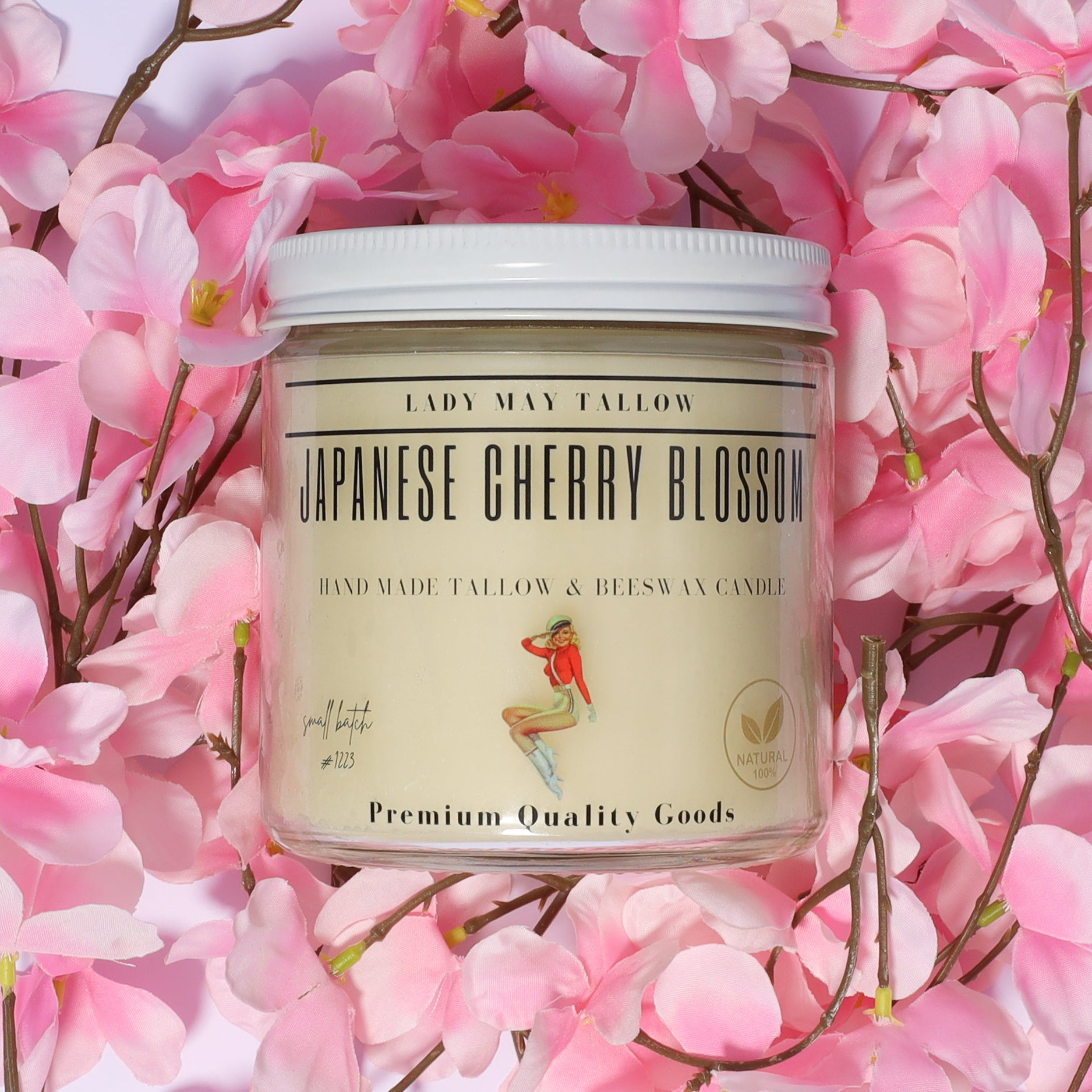 Japanese Cherry Blossom Tallow &amp; Beeswax Candle | All-Natural, Non-Toxic, Clean-Burning