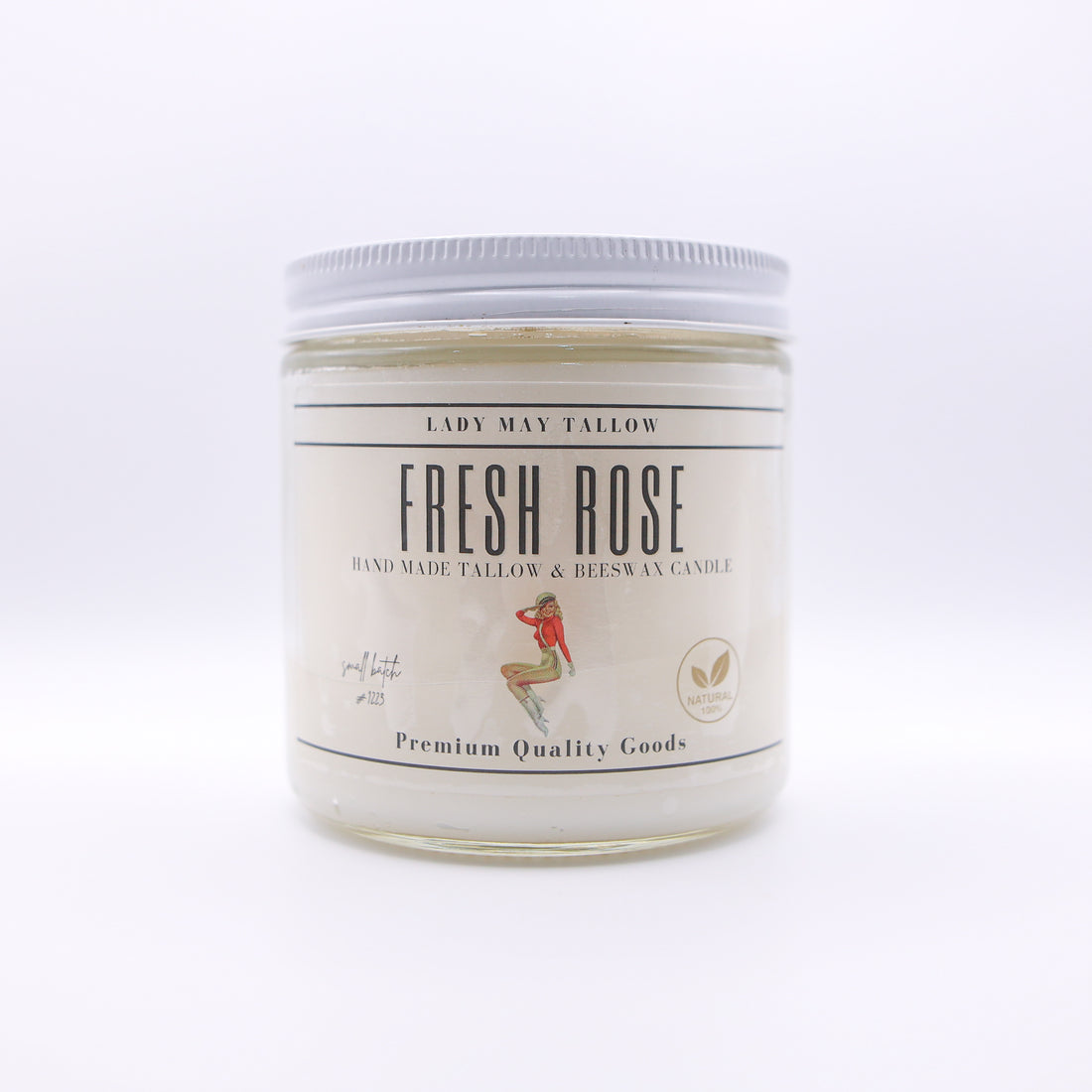 Fresh Rose Tallow &amp; Beeswax Candle | All-Natural, Non-Toxic, Clean-Burning