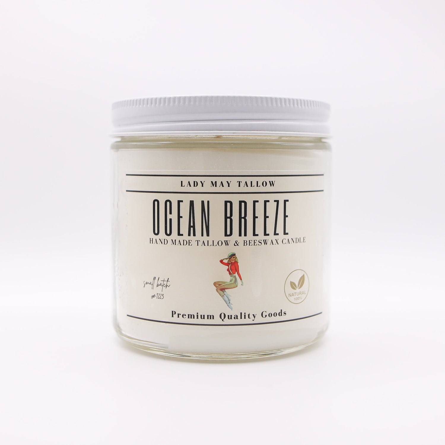 Ocean Breeze Tallow &amp; Beeswax Candle | All-Natural, Non-Toxic, Clean-Burning