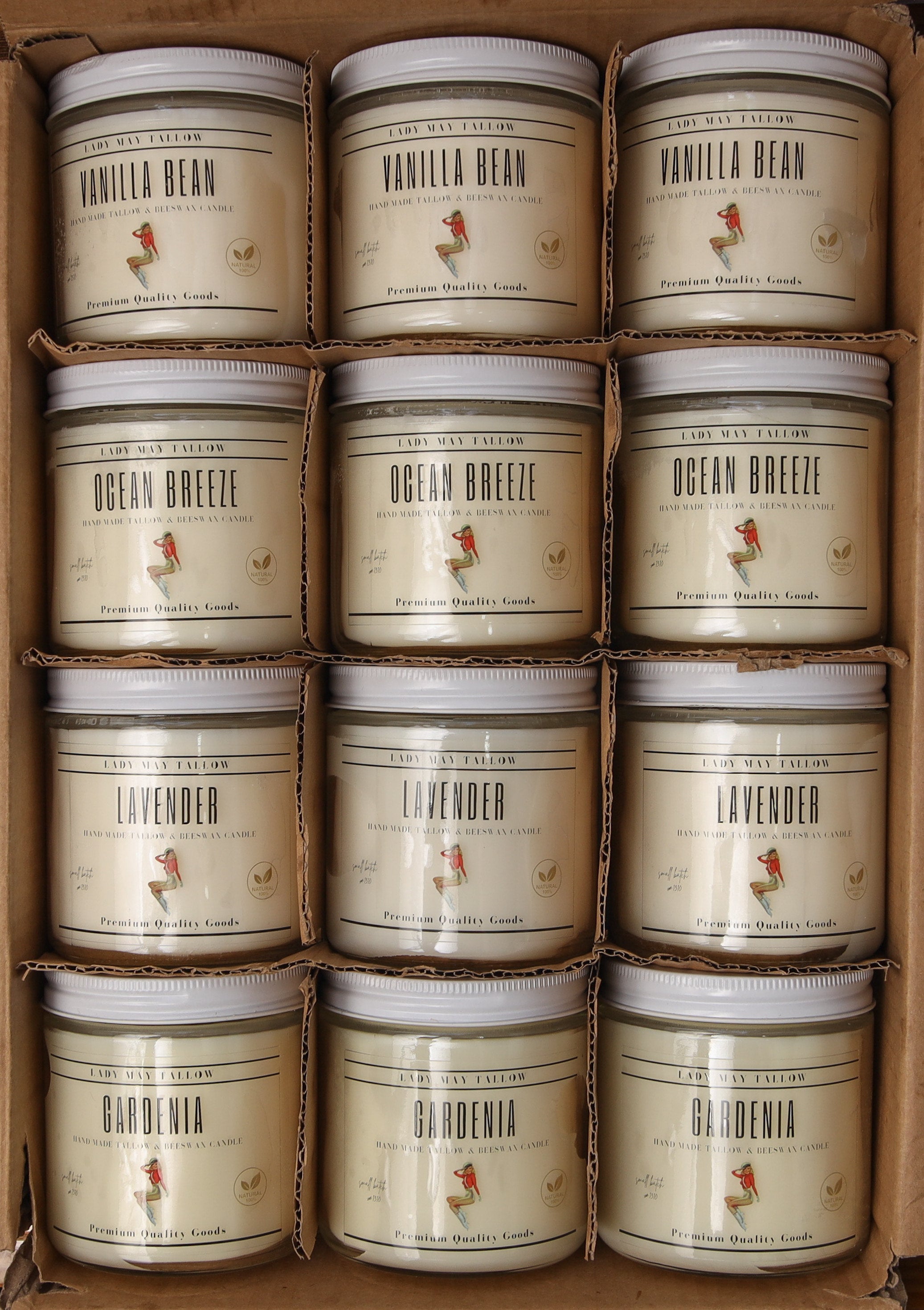 Clean Home: Tallow &amp; Beeswax Candle Variety Pack - Set of 12 (4 Scents) (Copy)