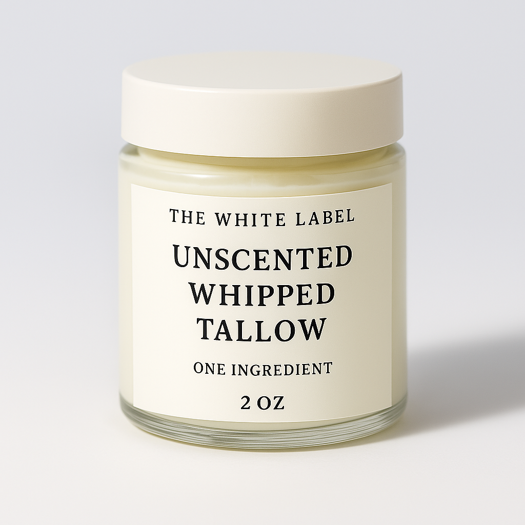 The White Label, Original Unscented Whipped Tallow, All-Natural Customizable Skincare | Private Label by May’s Naturals