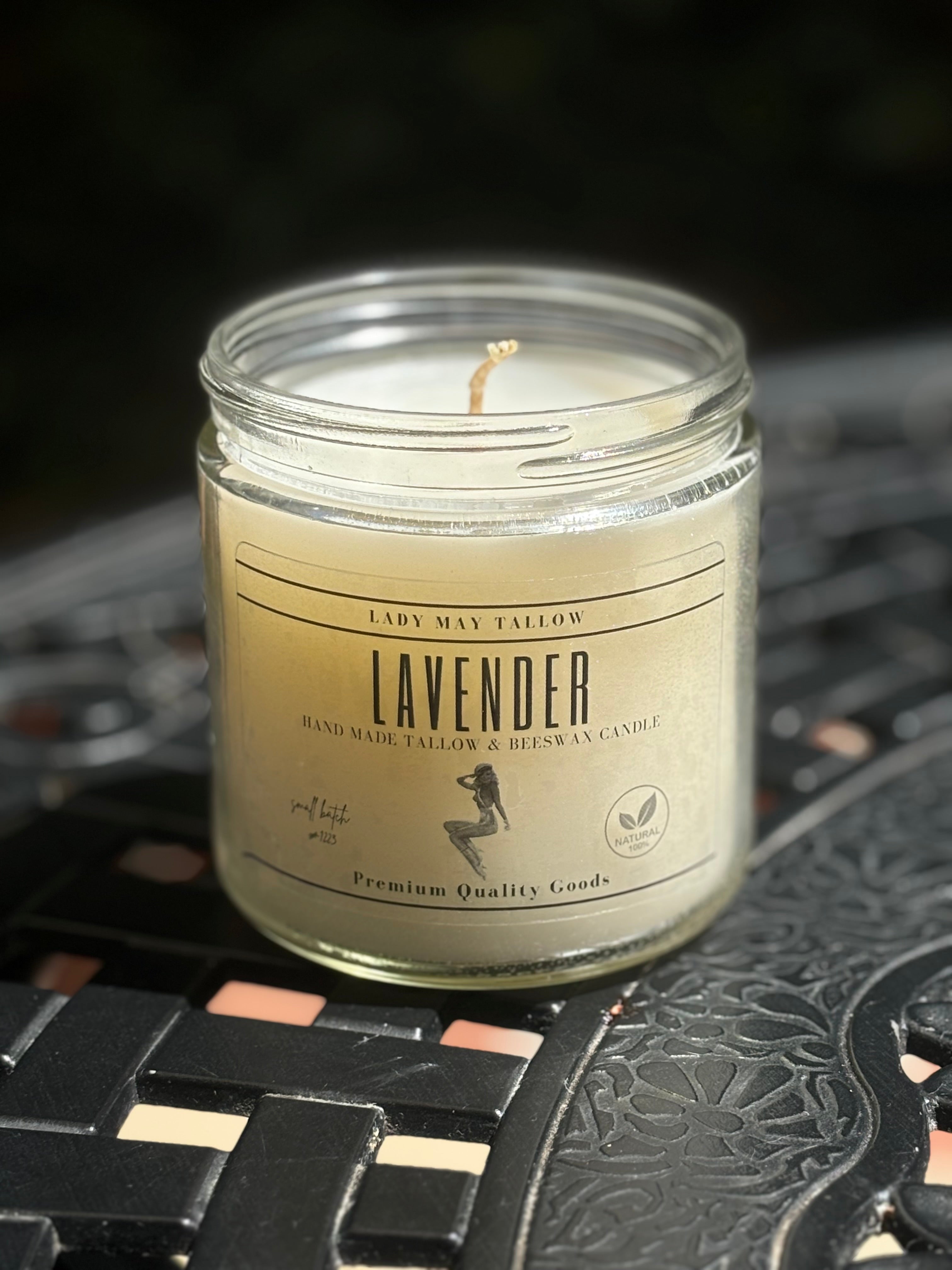Lavender Tallow &amp; Beeswax Candle  | All-Natural, Non-Toxic, Clean-Burning