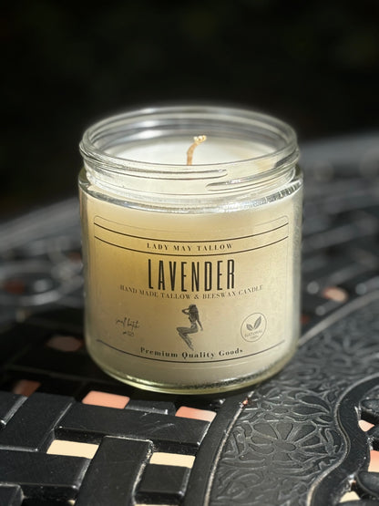 Lavender Tallow &amp; Beeswax Candle  | All-Natural, Non-Toxic, Clean-Burning