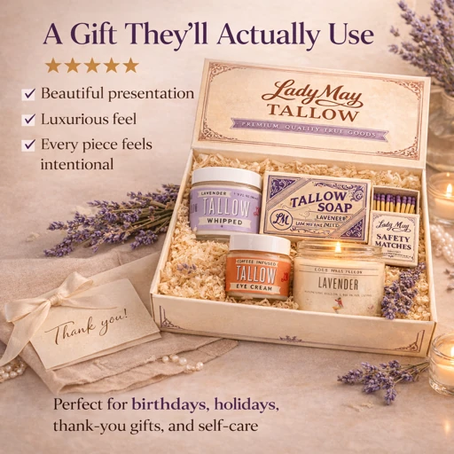 Lavender Tallow Gift Set - Premium Relaxation Bundle | Skincare, Candle &amp; Soap