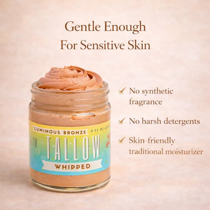 Luminous Bronze Whipped Tallow Moisturizer - Natural Bronzing Body Butter with Mica