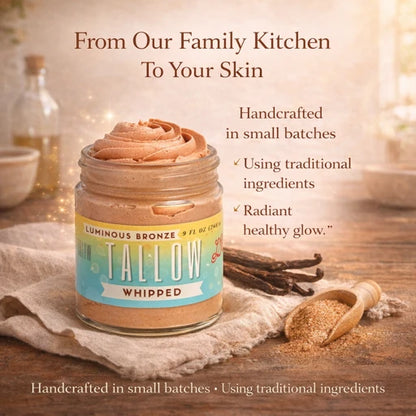 Luminous Bronze Whipped Tallow Moisturizer - Natural Bronzing Body Butter with Mica