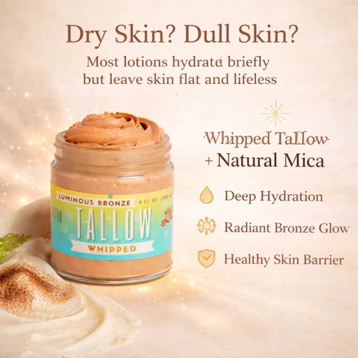 Luminous Bronze Whipped Tallow Moisturizer - Natural Bronzing Body Butter with Mica
