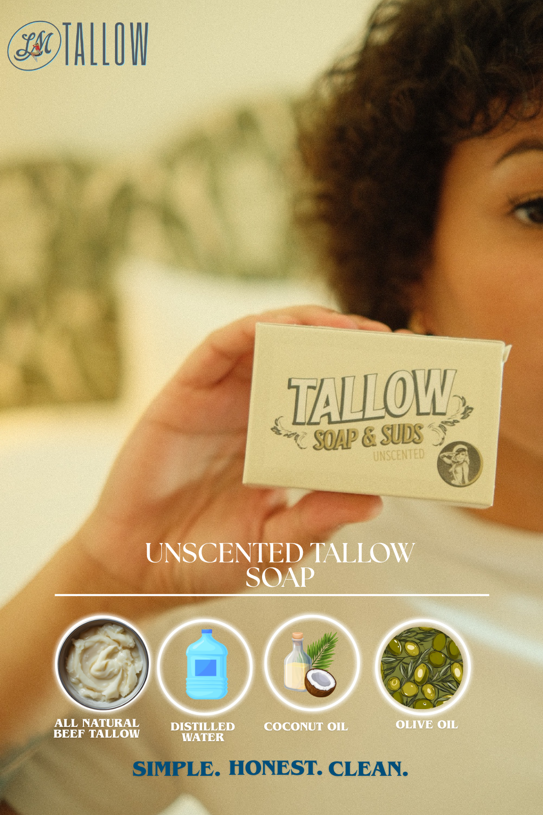All-Natural Tallow Soap – Lavender Mint &amp; Unscented