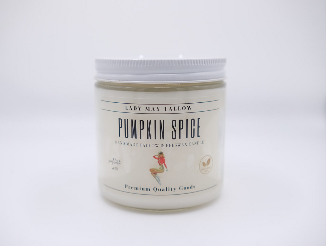 Pumpkin Spice Tallow &amp; Beeswax Candle | All Natural, Non-Toxic, Clean Burning