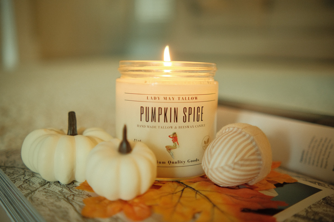 Pumpkin Spice Tallow &amp; Beeswax Candle | All Natural, Non-Toxic, Clean Burning