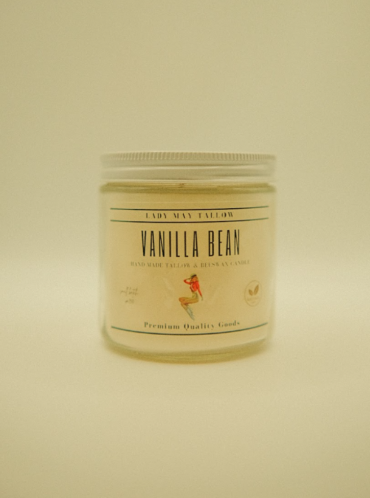 Lady May "Classics" All Natural, Non-Toxic, Clean Burning TALLOW & Beeswax Candle |