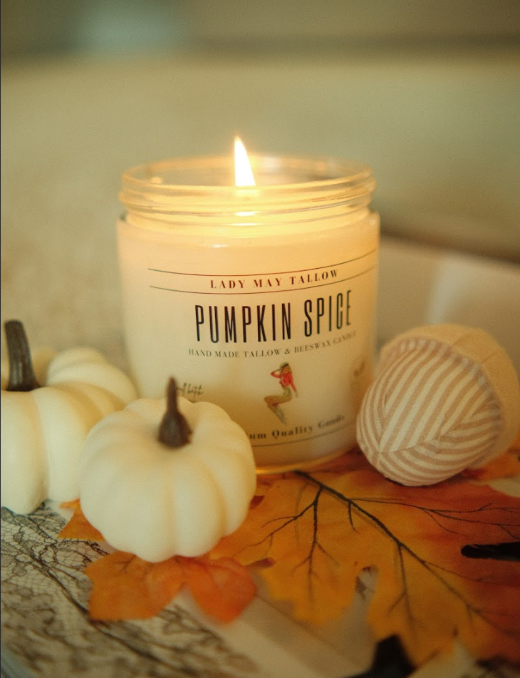 Lady May "Seasonal" All Natural, Non-Toxic, Clean Burning TALLOW & Beeswax Candle