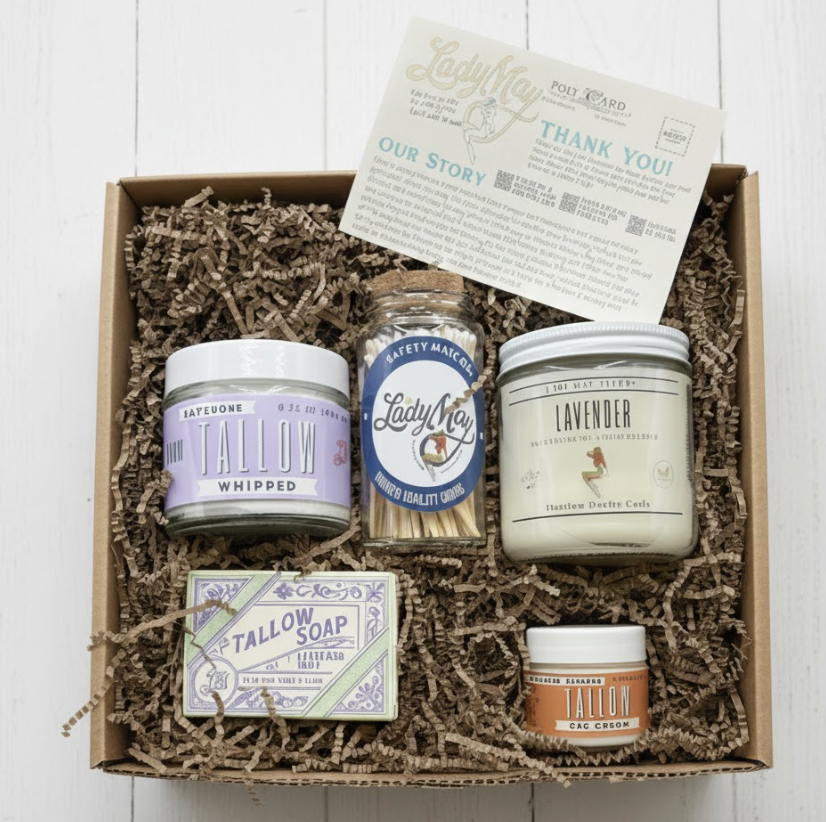 Lavender Tallow Gift Set - Premium Relaxation Bundle | Skincare, Candle &amp; Soap